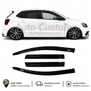 VW Polo 6 Windshield Visors. 4 piece set, Gloss Black