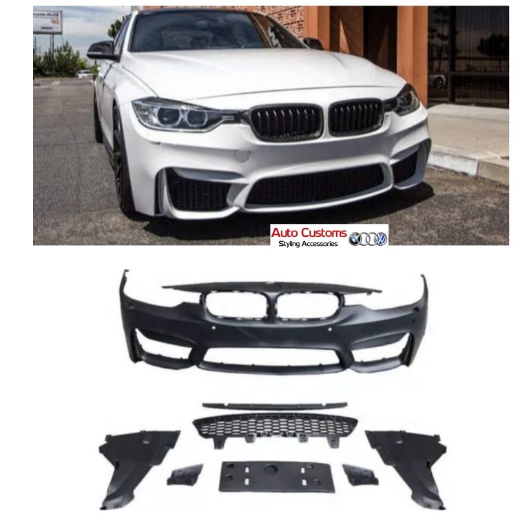 F30 M3 Style Front Bumper For BMW 3 Series Sedan & Wagon (2012-2018) - Unpainted, Includes PDC Cut-Outs