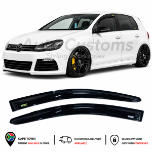 VW Golf 6 Windshield Visors. 2 Piece set, Gloss Black