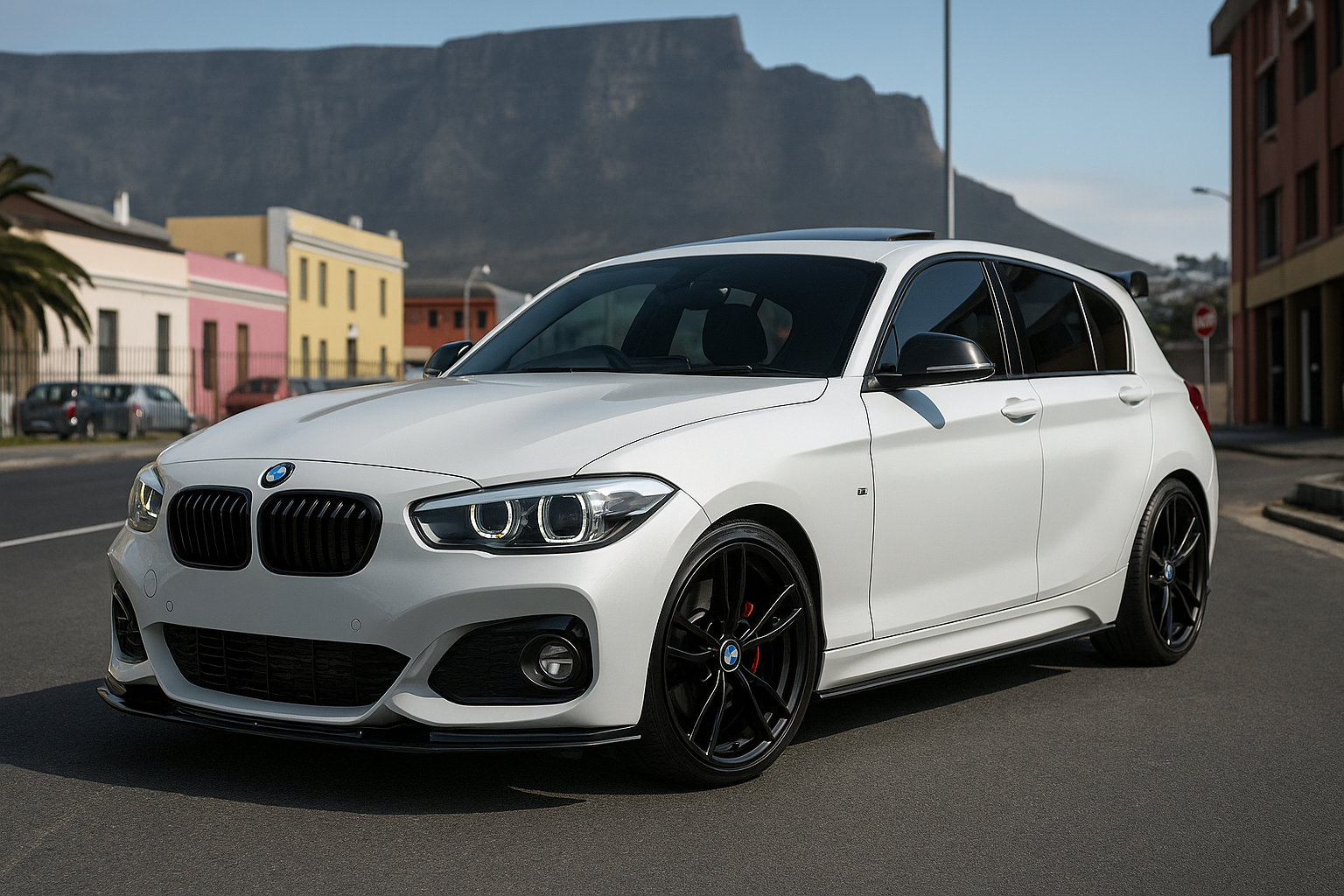 BMW F20 with gloss black front lip and styling upgrades in Cape Town South Africa