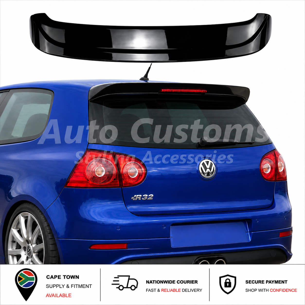 VW Golf 5 GTI R32 GT Style gloss black rear spoiler
