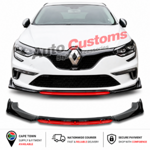Renault Megane IV Front lip Spoiler with red accent.